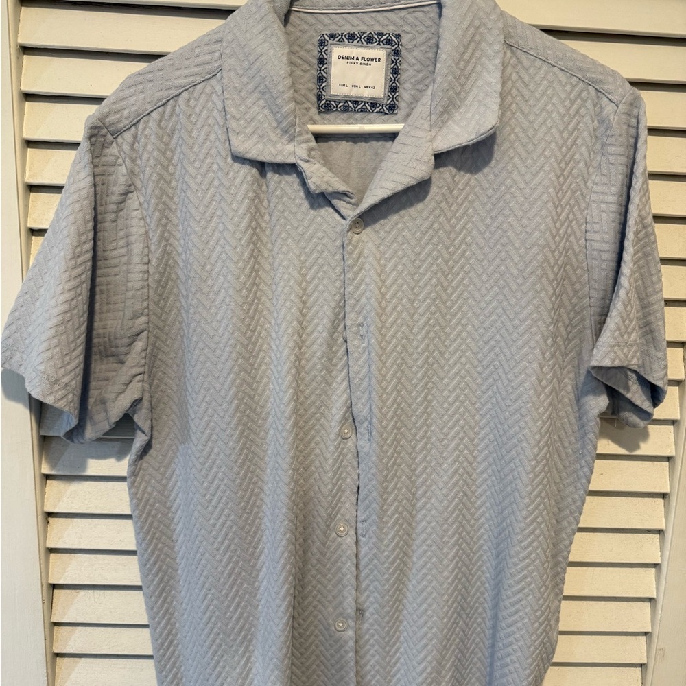 Denim & Flower Light Gray Chevron Men's Shirt